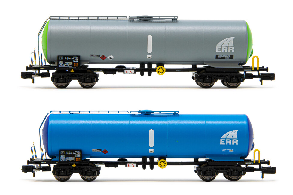 Arnold HN6537  2er-Set Kesselwagen grün-grau + hellblau-dunkelblau Ep. VI  ERR