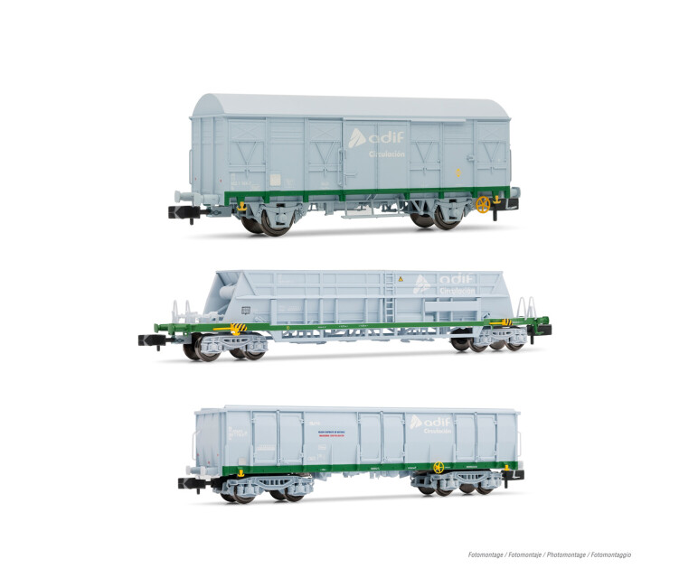 Arnold HN6553  3er-Set Güterwagen ORE Ealos Faoos hellgrau Ep. V-VI  ADIF