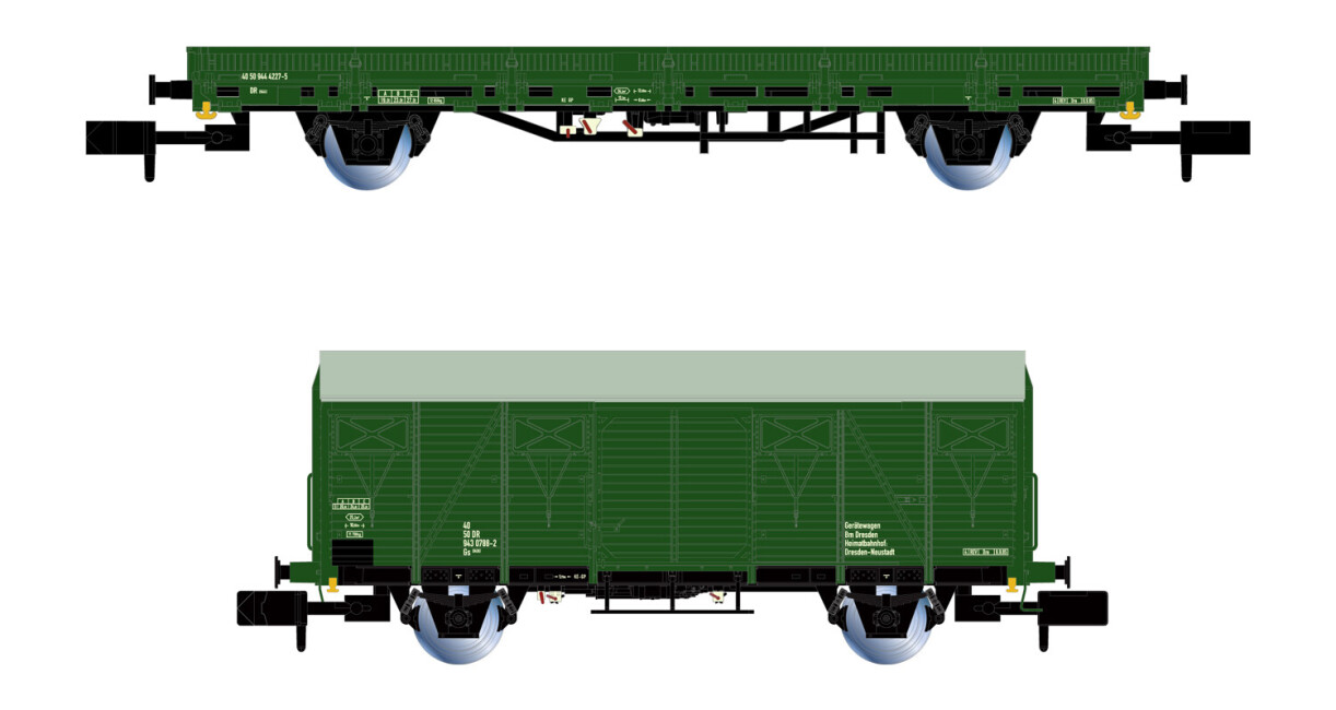 Arnold HN6567  2er-Set Güterwagen Bahndienst grün  Ep. IV  DR
