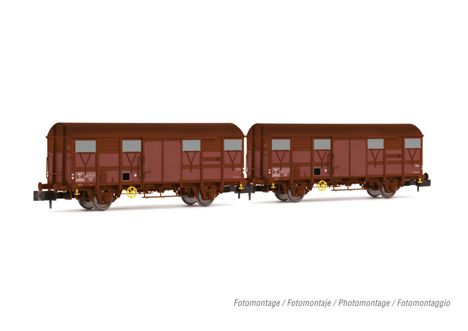 Arnold HN6570  2er-Set Gedeckte Güterwagen Kv Permaplex braun Ep. III  SNCF