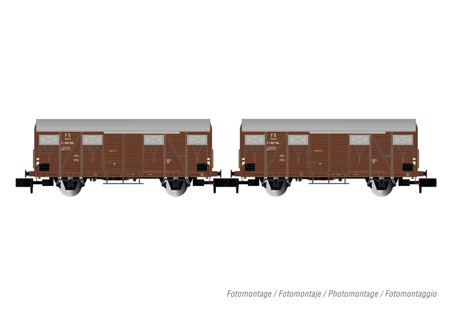 Arnold HN6573  2er-Set Gedeckte Güterwagen Gs braun Ep. III  FS