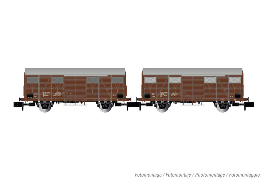 Arnold HN6574  2er-Set Gedeckte Güterwagen Gs braun Ep. IV  FS