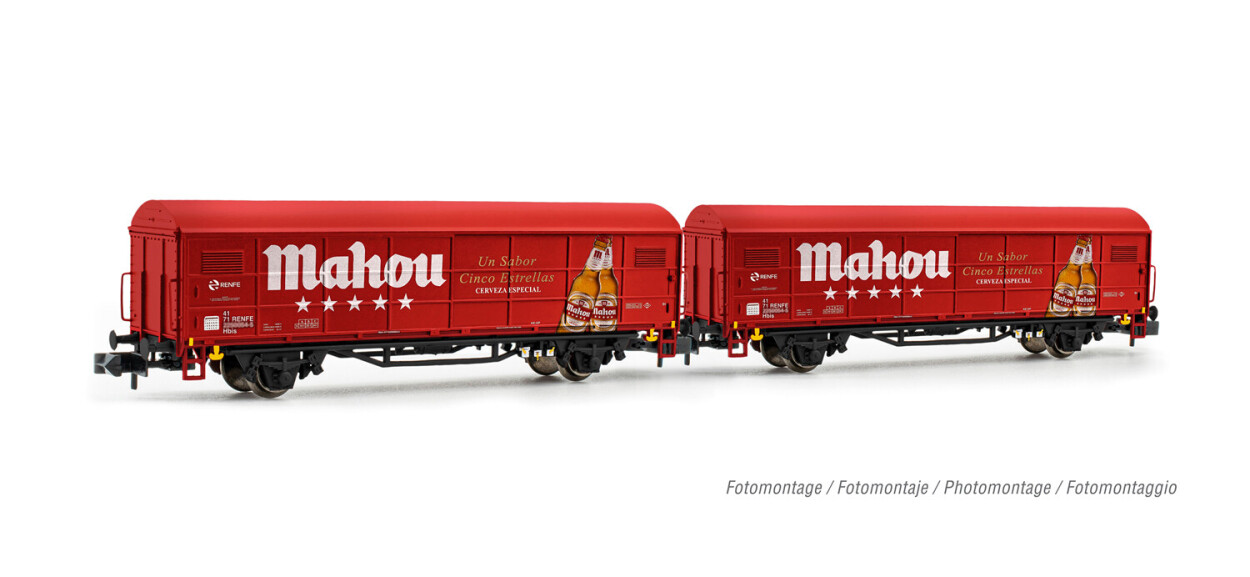 Arnold HN6579  2er-Set Gedeckte Güterwagen JPD, „Mahou" Ep. IV  RENFE