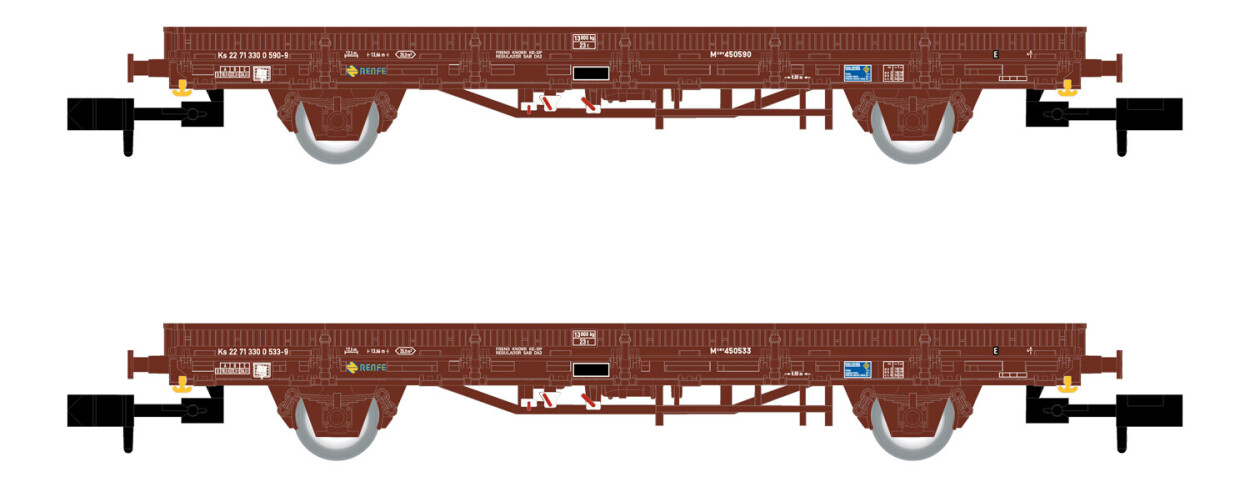 Arnold HN6581  2er-Set Flachwagen Ks mit Tabaksäcken „Tabacalera" Ep. IV  RENFE