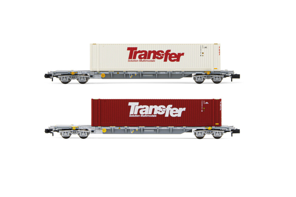 Arnold HN6584  2er-Set Containerwagen Novatrans Sgss mit Containern "Trans-Fer" Ep. V  SNCF