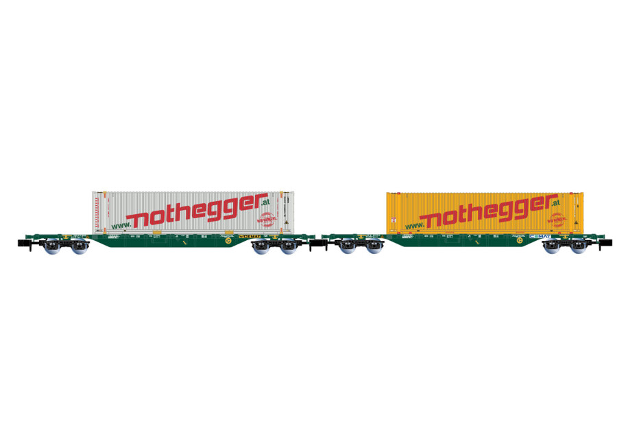 Arnold HN6657  2er-Set Containerwagen Sgnss mit Containern Nothegger Ep. V-VI  CEMAT