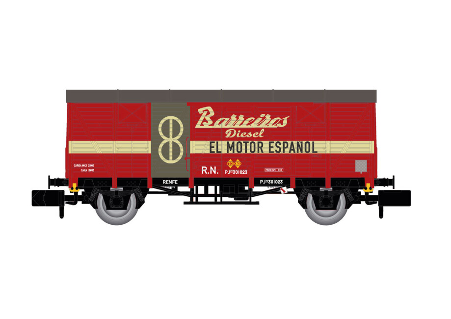 Arnold HN6661  Gedeckter Güterwagen, J300.000 Barreiros rot Ep. III  RENFE