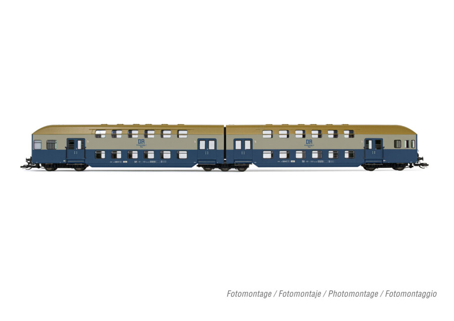 Arnold HN9522  2er-Set Doppelstockwagen blau-hellgrau Ep. IV  DR