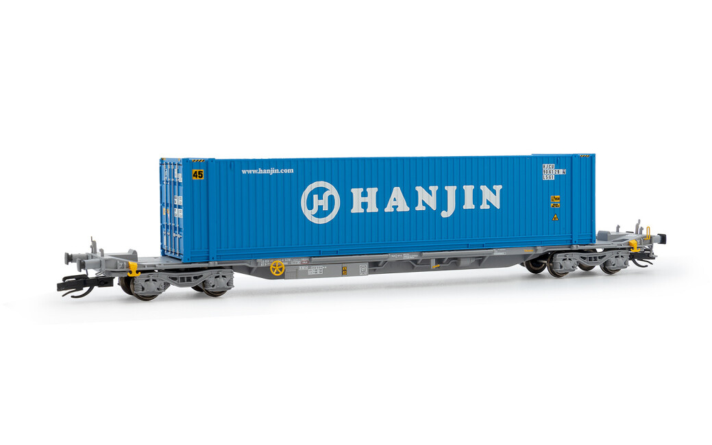 Arnold HN9753  Containerwagen Sffgmss mit 45 Container „HANJIN“ Ep. VI  TOUAX