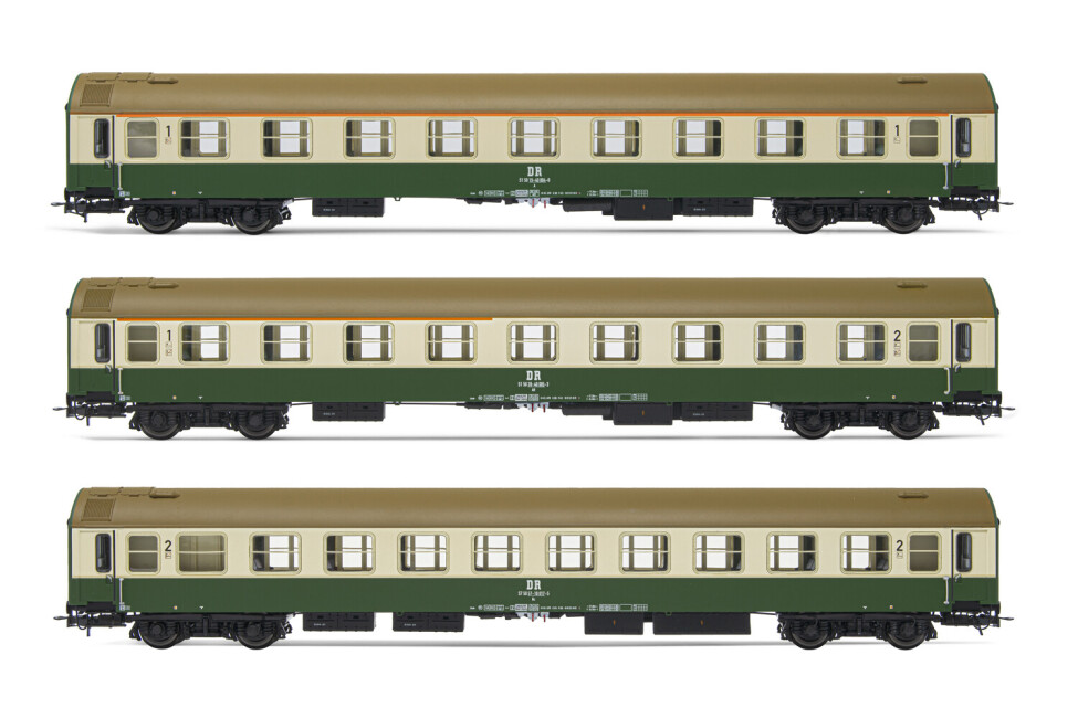 Rivarossi HR4344  3er-Set Personenwagen OSShD B beige-grün  Ep. IV  DR