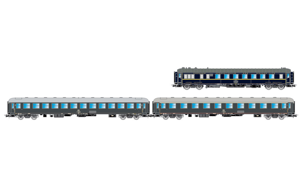 Rivarossi HR4360  3er-Set Personenwagen Rapido 904-905 mit CIWL Speisewagen grau-rot  Ep. IV-V  FS