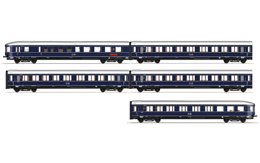 Rivarossi HR4389  5er-Set Personenwagen Blauer Enzian blau-silber  Ep. III  DB