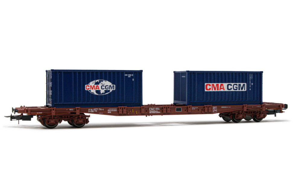 Rivarossi HR6502  Flachwagen Sgss braun mit Containern CMA CGM  Ep. VI  ERR