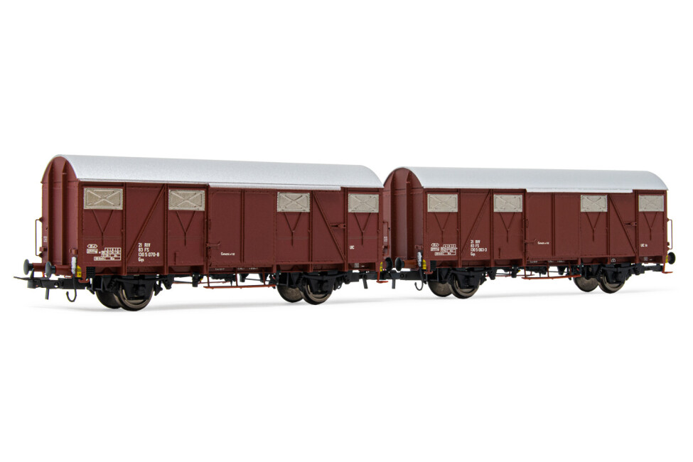 Rivarossi HR6505  2er-Set Gedeckte Güterwagen Gs braun  Ep. IV  FS