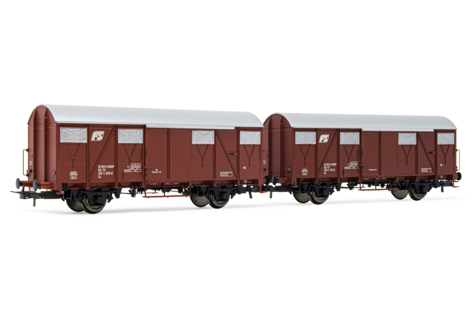 Rivarossi HR6506  2er-Set Gedeckte Güterwagen FS-Logo braun  Ep. IV-V  FS