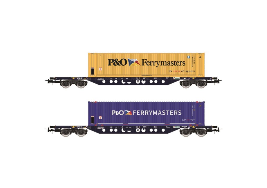 Rivarossi HR6614  2r-Set Containerwagen Sgnss mit Containern P&O Ferrymasters Ep. VI  Mercitalia