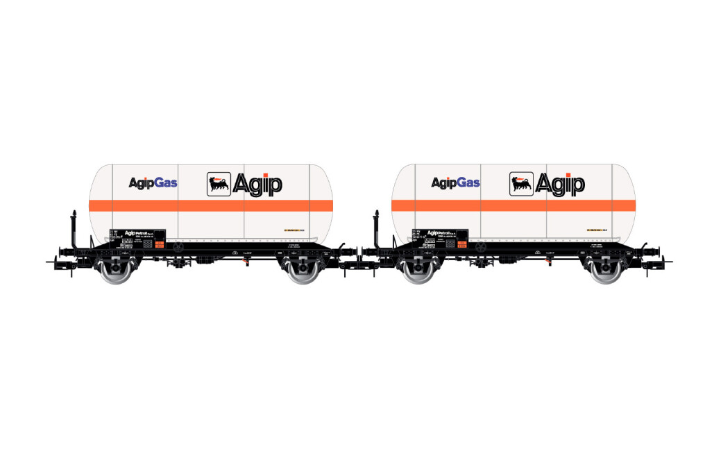 Rivarossi HR6620  2er-Set Gastankwagenset Zgs Agipgas weiss-orange  Ep. IV  FS