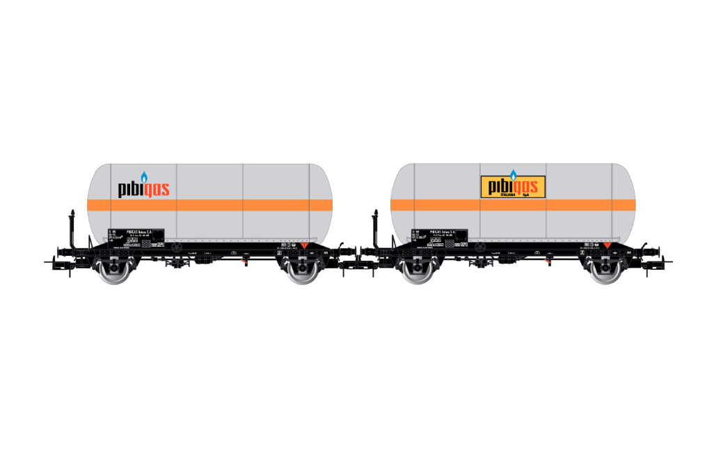 Rivarossi HR6621  2er-Set Gastankwagenset Zgs Pibigas weiss-orange  Ep. IV  FS