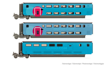 Jouef HJ3009  3er-Set Erg&auml;nzungswagen TGV OuiGo Duplex 1.Kl. + Bar blau  Ep. VI  SNCF