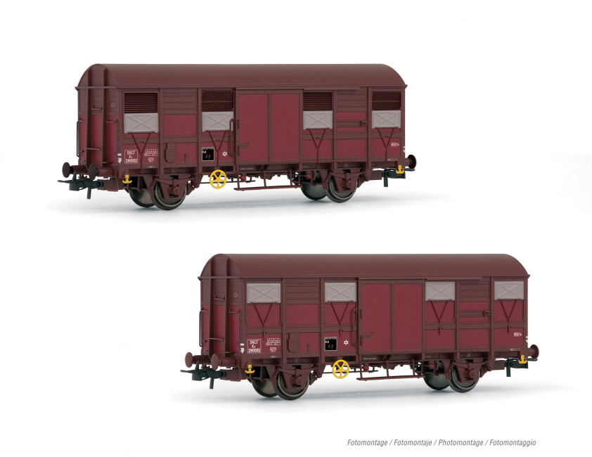Jouef HJ6231  2er-Set Gedeckte Güterwagen Kv Permaplex  Ep. III  SNCF