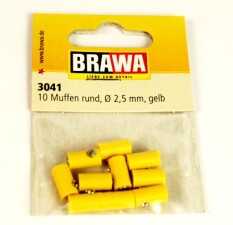 Brawa 3041  Muffen rund  2,5 mm  gelb  -  10-St&uuml;ck