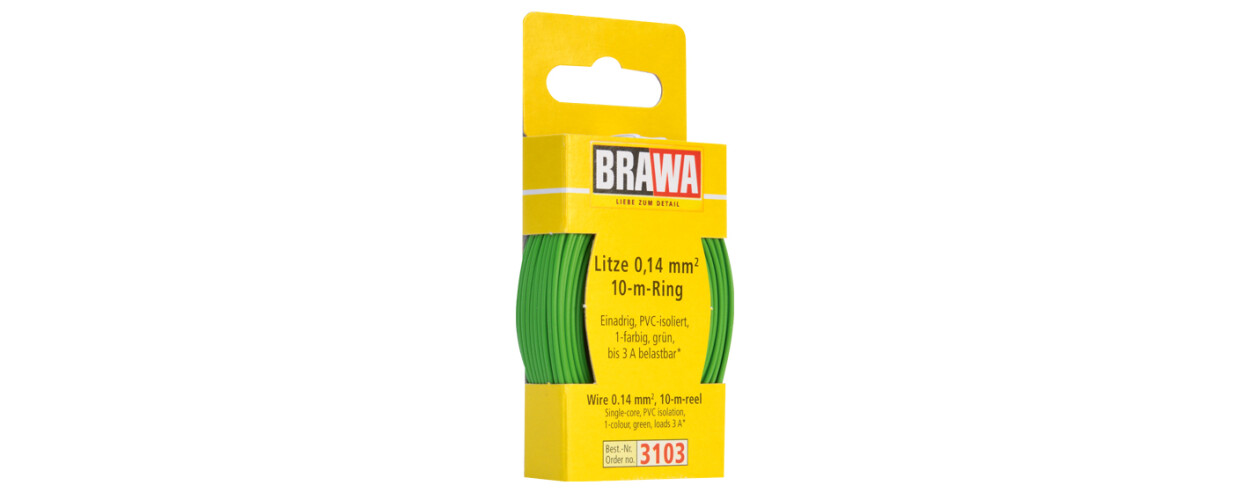 Brawa 3103  Litze 0,14 mm²  grün  - 10m-Ring