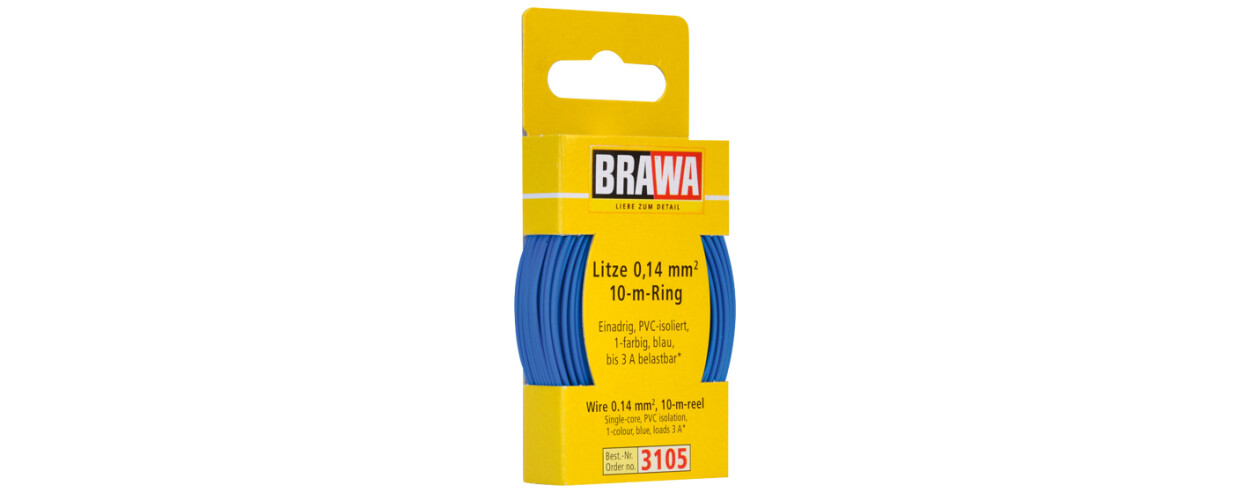 Brawa 3105  Litze 0,14 mm²  blau  - 10m-Ring