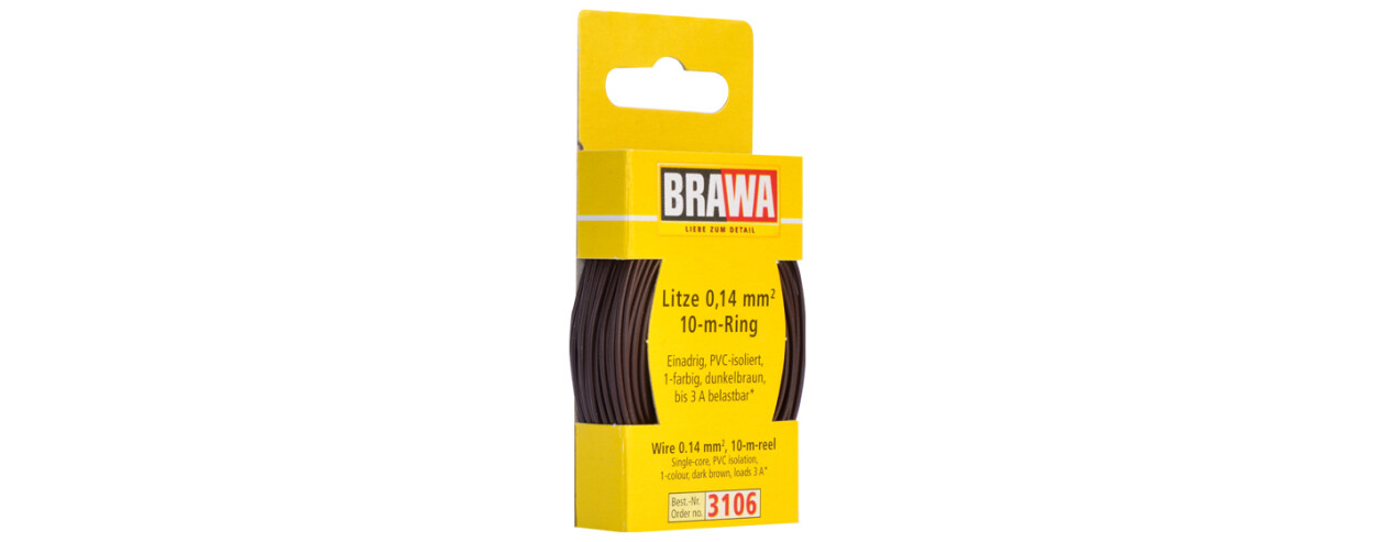 Brawa 3106  Litze 0,14 mm²  d-braun  - 10m-Ring