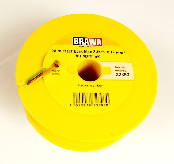 Brawa 32393  Flachband-Litze 3x 0,14mm gelb-rot-grün 25m-Spule