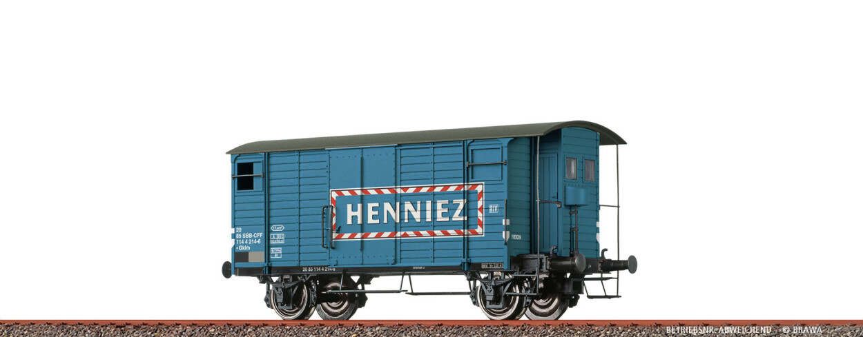 Brawa 47882  Gedeckter Güterwagen Gklm "Henniez Mineralwasser"  Ep. IV SBB