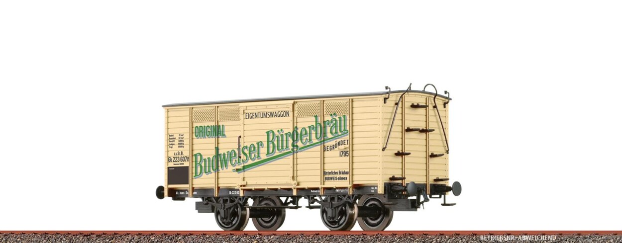 Brawa 48041  Gedeckter Güterwagen Gb "Budweiser Bürgerbräu"  Ep. I k.k.St.B.