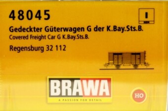 Brawa 48045  Gedeckter G&uuml;terwagen G  Regensburg 32 112  Ep. I K.Bay.Sts.B.