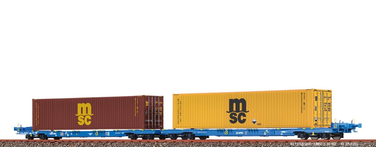 Brawa 48108  Containerwagen Sffggmrrss197 mit Containern "MSC"  Ep. VI VTG