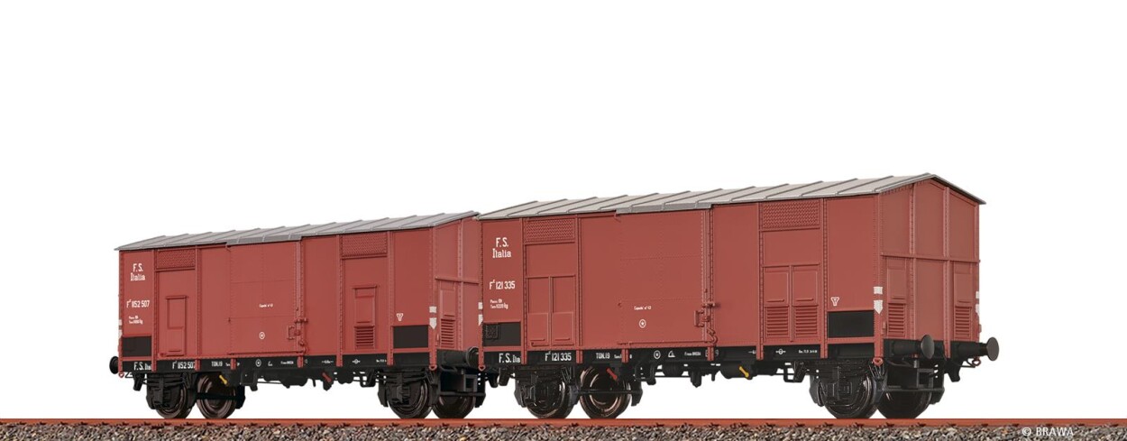 Brawa 48572  2er-Set Spitzdachwagen FC  121 335 / 1152 507  Ep. II FS