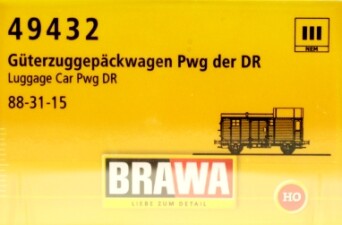 Brawa 49432  G&uuml;terzug-Gep&auml;ckwagen Pwg  88-31-15...