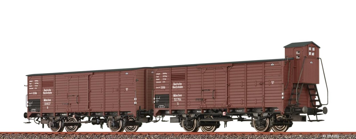 Brawa 49878  2er-Set Gedeckte Güterwagen G  Mu?nchen  Ep. II DRG