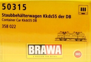 Brawa 50315  Staubbeh&auml;lterwagen Kkds55  358 022  Ep. III DB