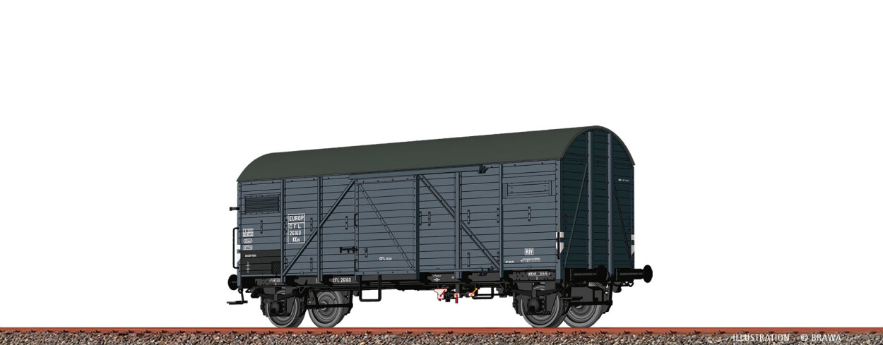 Brawa 50734  Gedeckter Güterwagen KKus "EUROP"  26160  Ep. III CFL