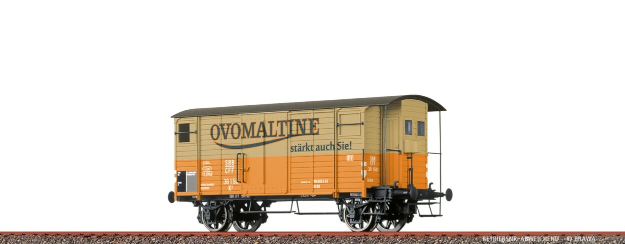 Brawa 50973  Gedeckter Güterwagen K2 "Ovomaltine"  37923  Ep. II SBB