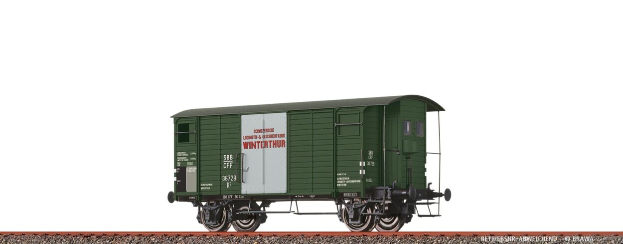 Brawa 50990  Gedeckter Güterwagen K2 "SLM Winterthur"  36732  Ep. II SBB