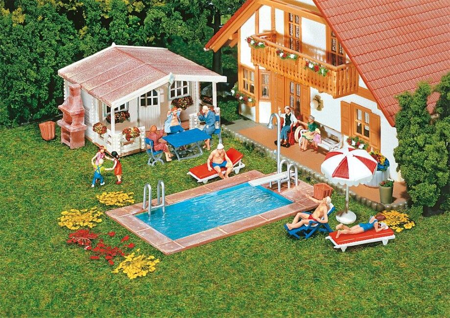 Faller 180542  Swimming-Pool und Gartenhaus