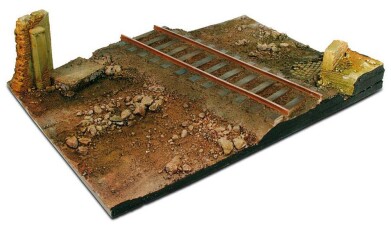 Vallejo 703549  Diorama-Sockel, 31 x 21 cm, Landstra&szlig;e mit Bahn&uuml;bergang