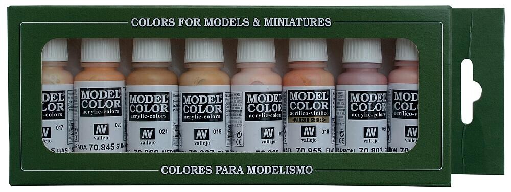 Vallejo 770124  Farb-Set, Gesichts- und Hauttöne, 8 x 17 ml