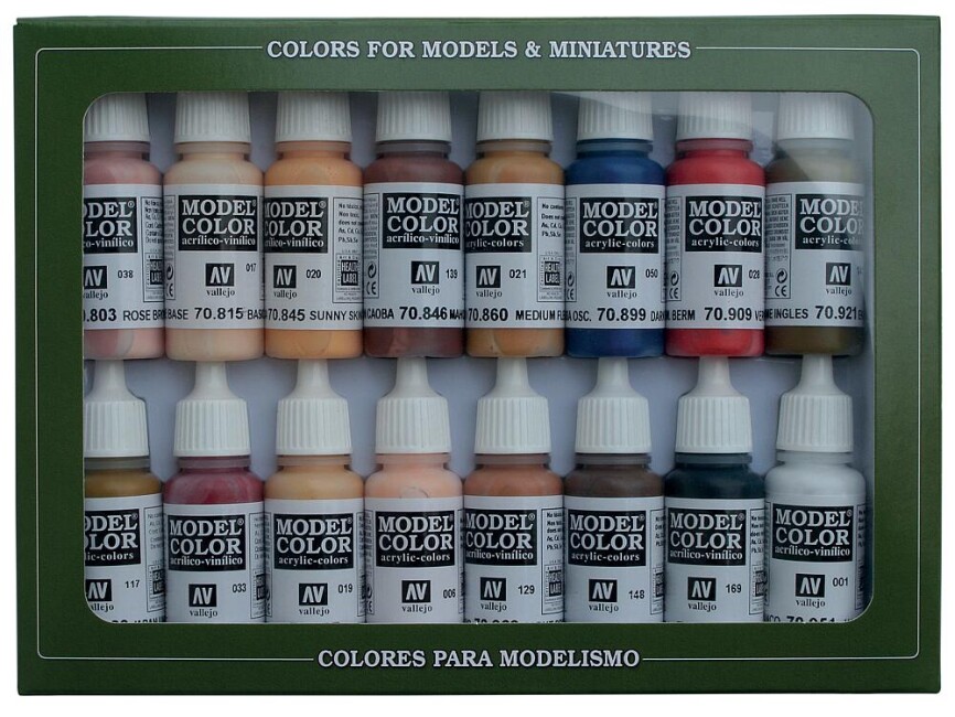 Vallejo 770125  Farb-Set, Gesichts- & Hautfarbe, 16 x 17 ml