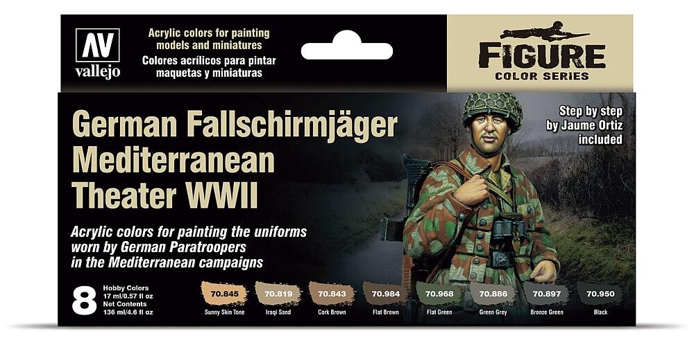 Vallejo 770188  Farb-Set Deutsche Fallschirmjäger, Mittelmeer WWII