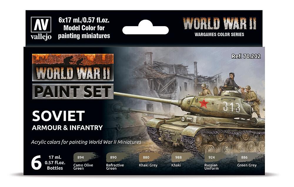 Vallejo 770202  Farb-Set, Sowjetische Panzerung und Infanterie, WWII