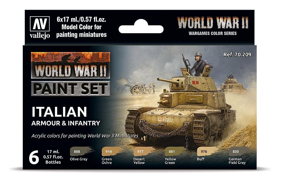 Vallejo 770209  Farb-Set, Italienische Panzerung & Infanterie, WWII