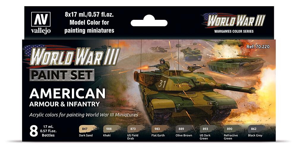 Vallejo 770220  Farb-Set, US-amerikanische Panzerung und Infanterie, WWIII