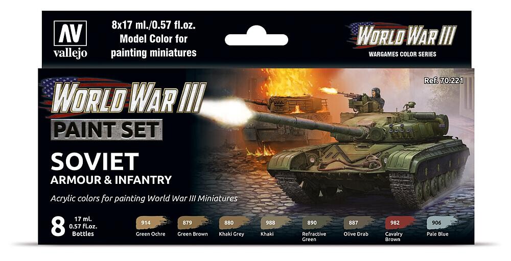 Vallejo 770221  Farb-Set, Sowjetische Panzerung und Infanterie, WWIII