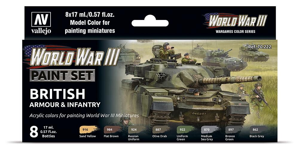 Vallejo 770222  Farb-Set, Britische Panzerung und Infanterie, WWIII